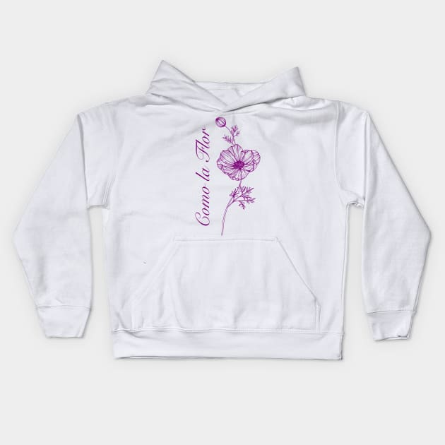 Como la flor - Large flower design Kids Hoodie by verde